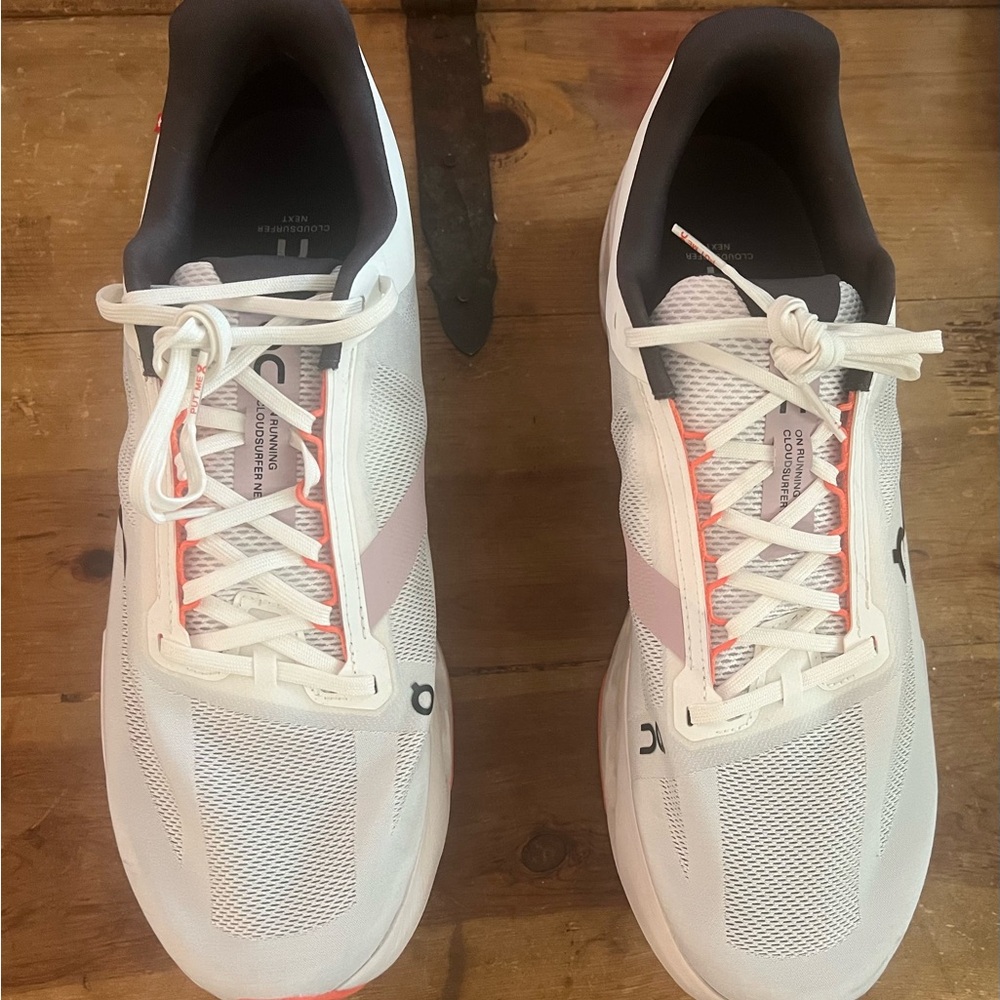 On Running White & Orange Athletic Shoes Cloudtec Phase worn 1 x Excellent Shoes